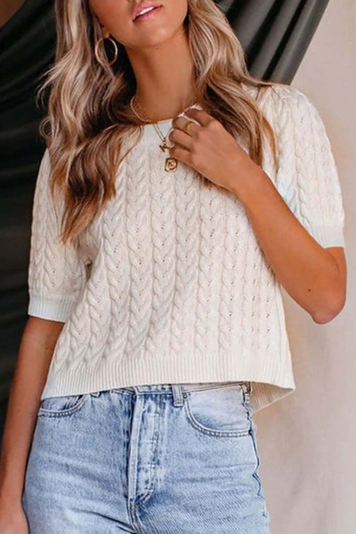 Women's Casual Knitted Short Sleeve Top