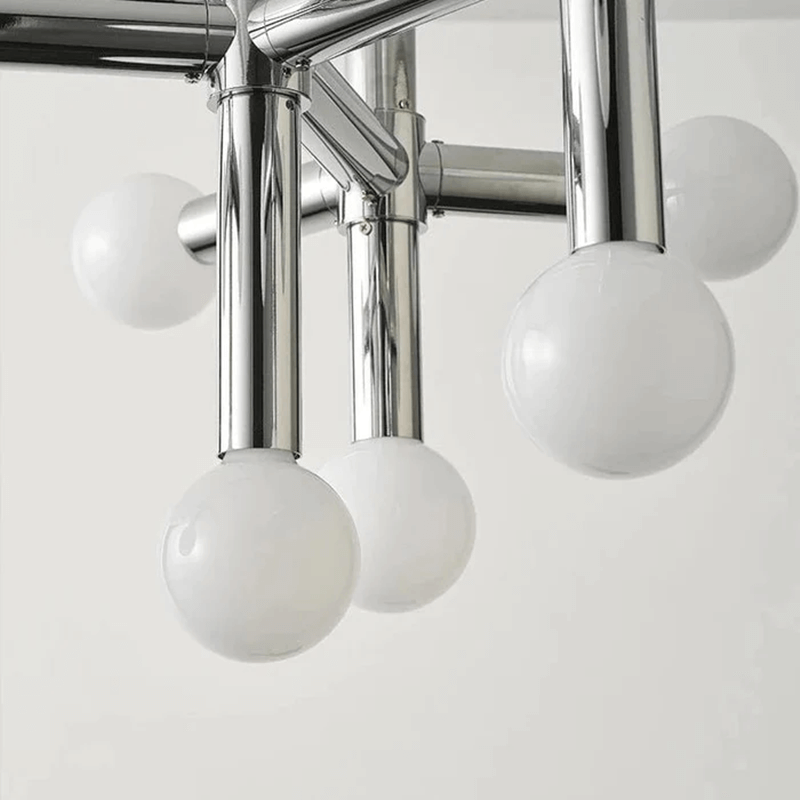 Modern Glass Ball Chandelier, 80cm, Chrome Finish
