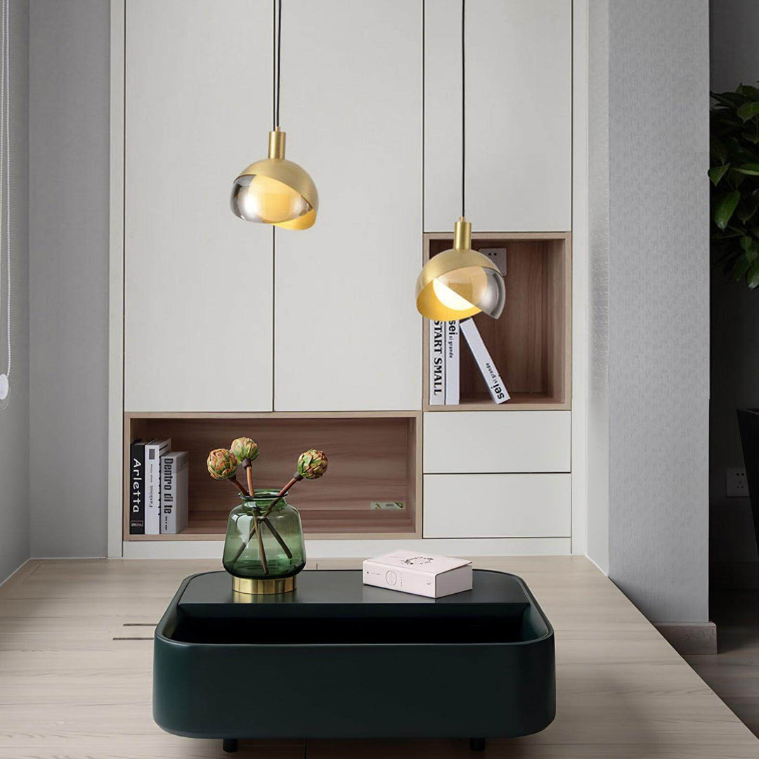 Adjustable Metal Pendant Light with Glass Shade