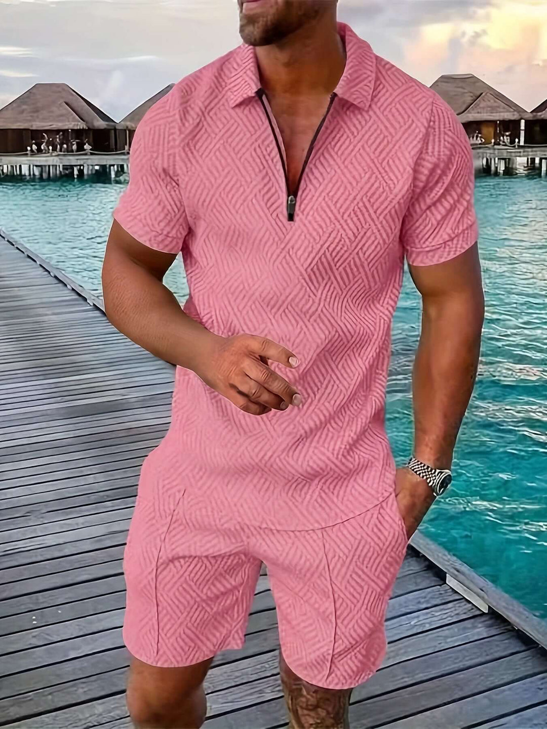Men's Geometric Print Summer Set