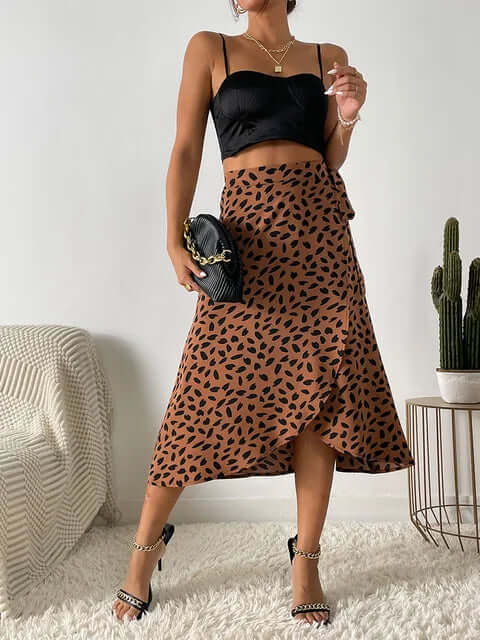 Printed Wrap Midi Skirt - Adjustable Fit