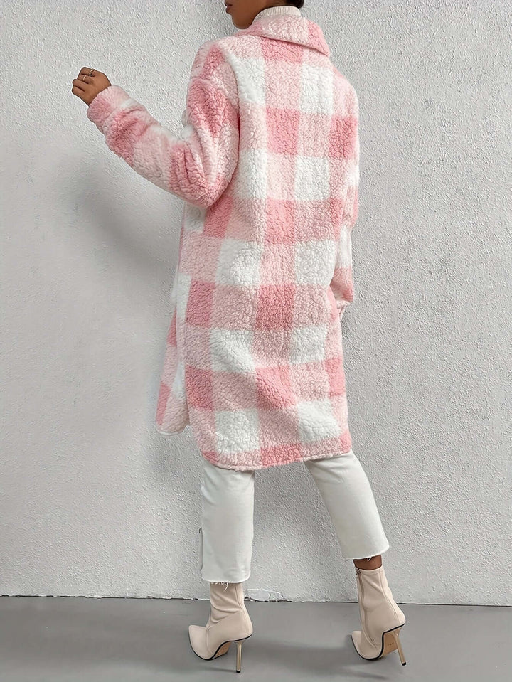 Women's Checked Long Sleeve Coat