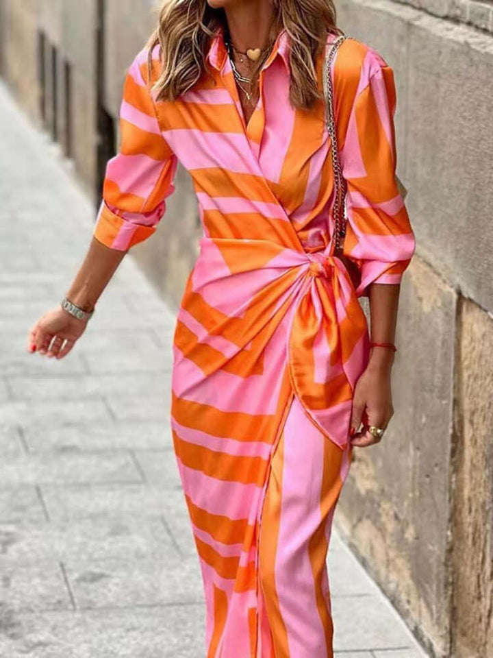 Summer Wrap Dress with Collar