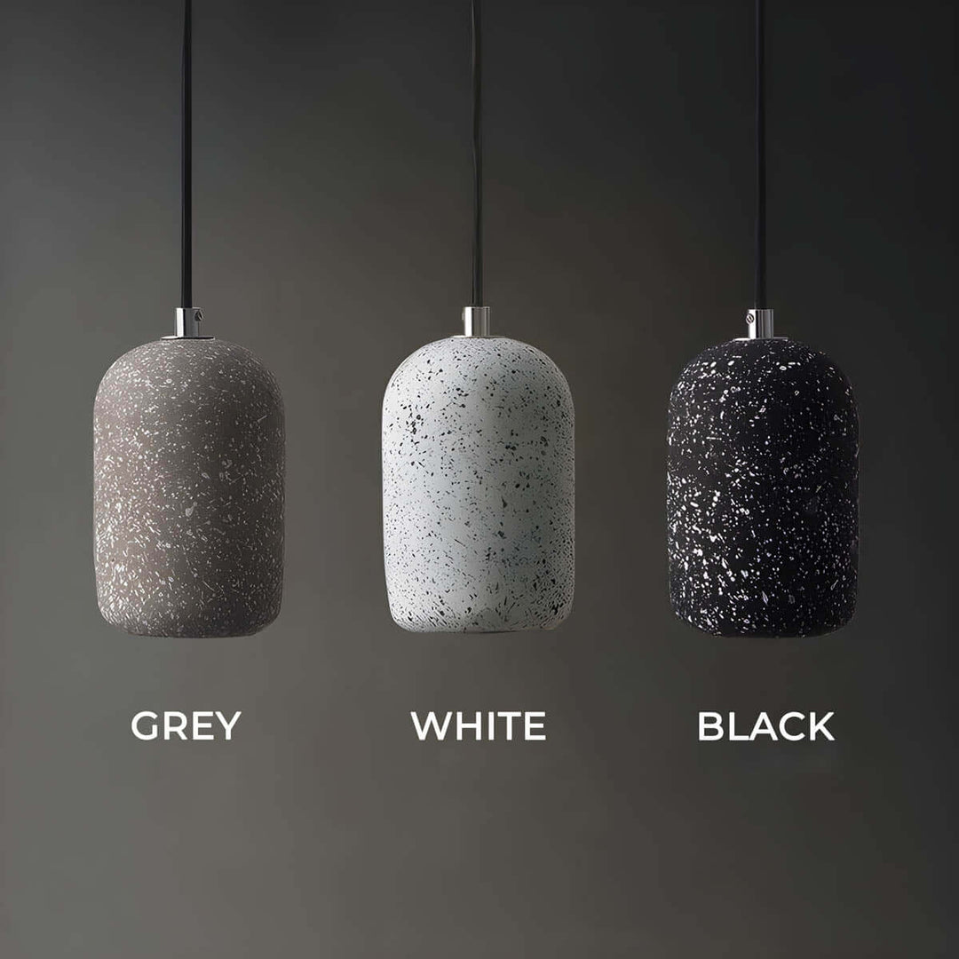 Modern Industrial Pendant Light Fixture, Cement, Glass, Dia 16cm