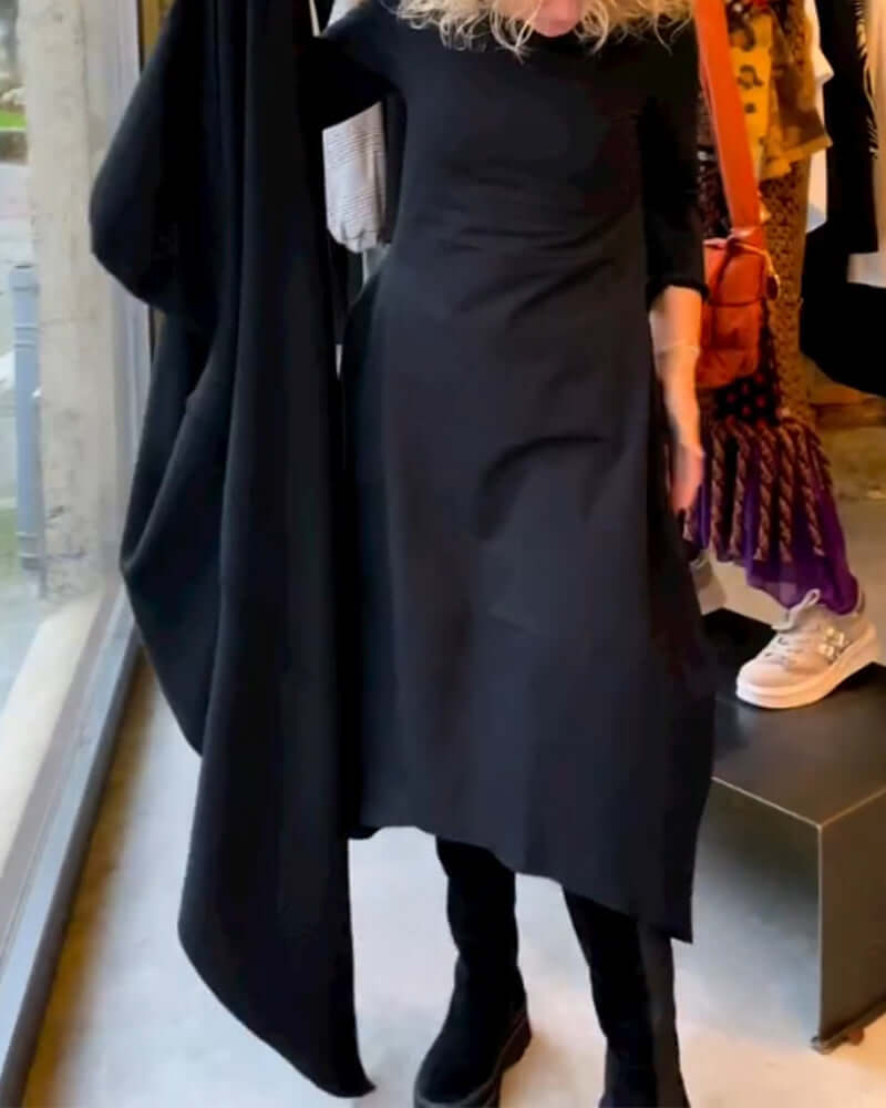 Elegant Solid-Colored Dress