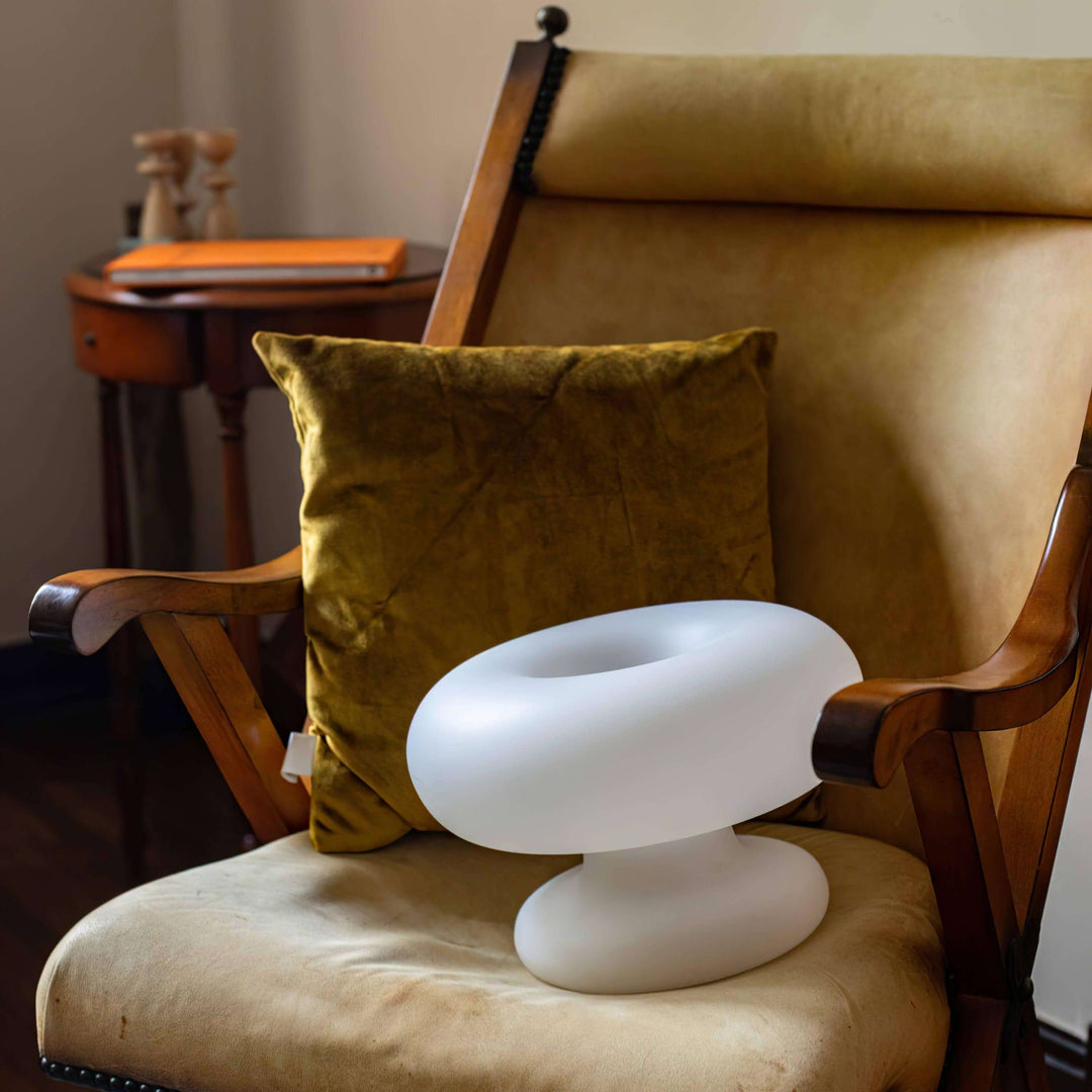 Modern Round Table Lamp with Metal Accent