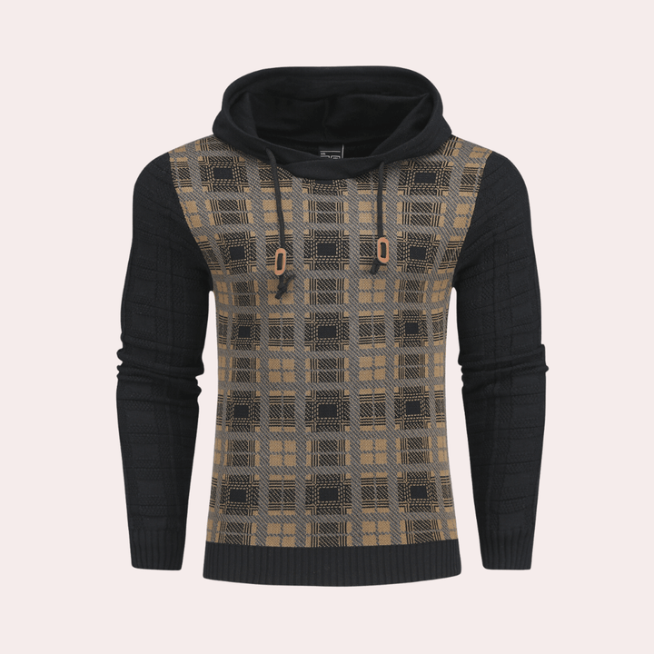 Men's Checkered Knit Sweater - Warm - Stylish