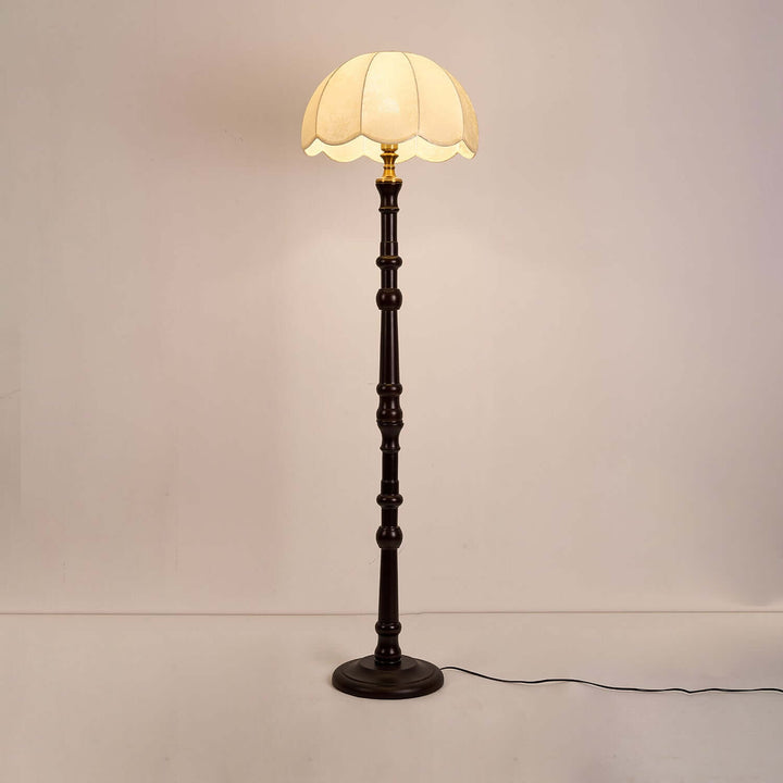 Elegant Wooden Floor Lamp with Fabric Shade