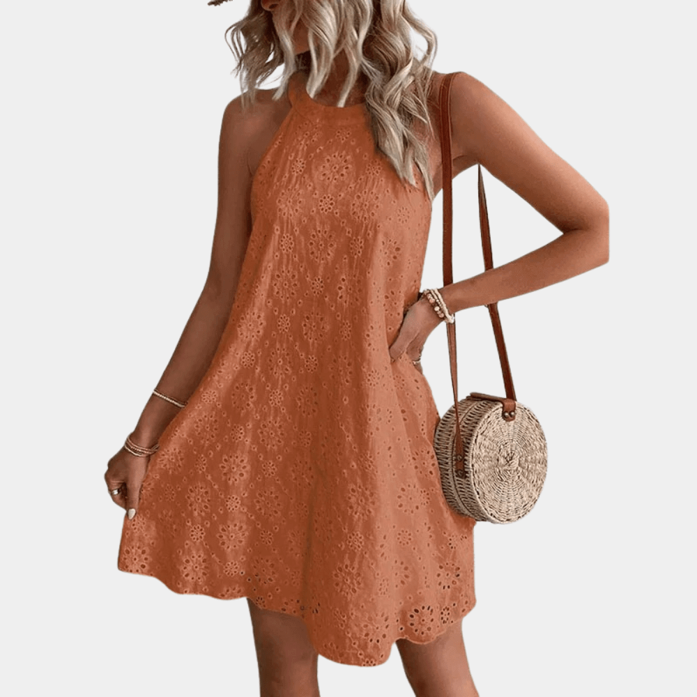 Halter Top Lace Mini Dress - Elegant