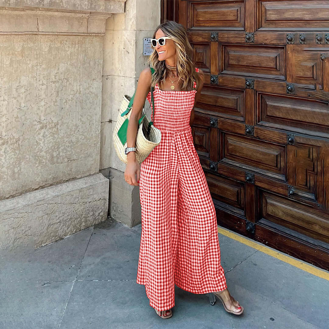 Gingham Smocked Jumpsuit