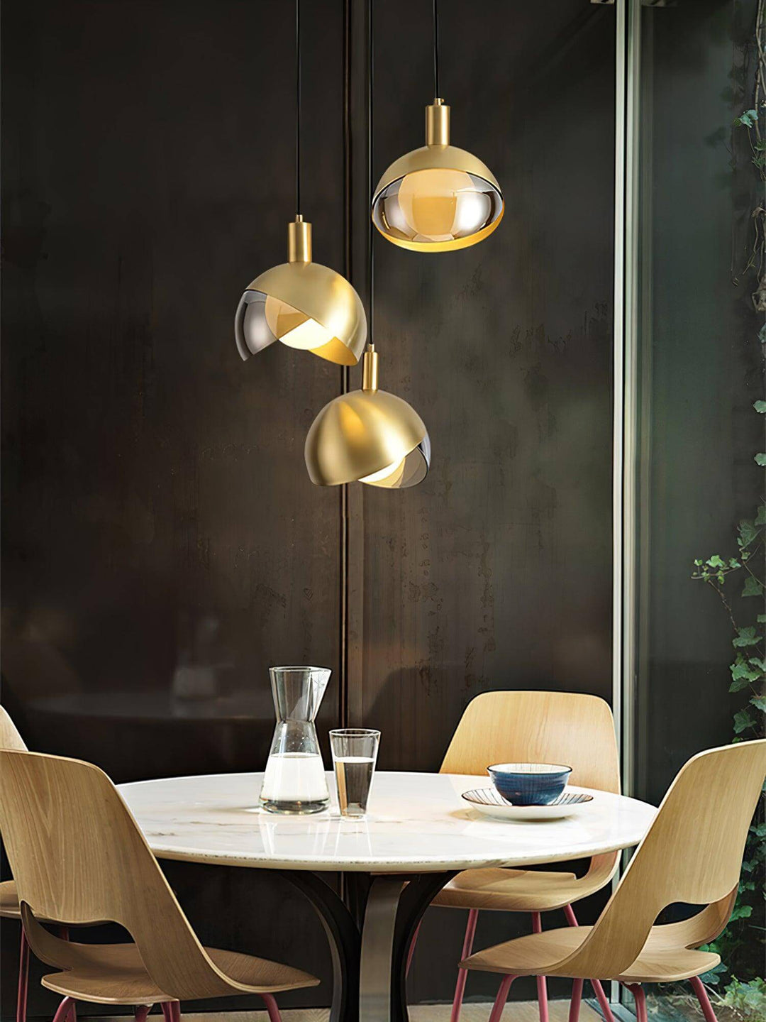 Adjustable Metal Pendant Light with Glass Shade