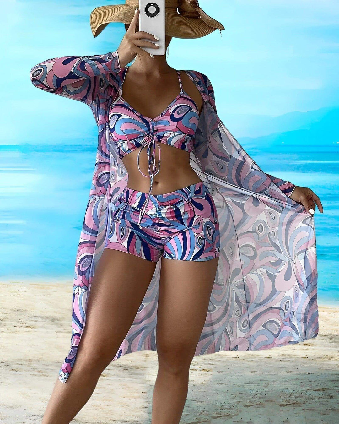 3-Piece Floral Bikini Set for Women