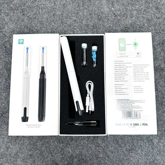 "1080P HD wireless ear camera with LED lights, ergonomic design for adults and kids, shown in close-up view."