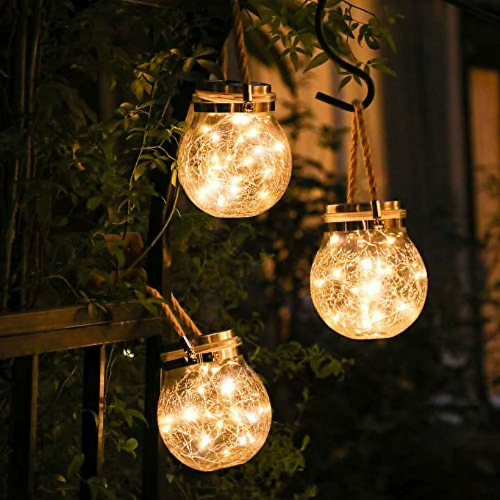 Solar Glass Garden Light with Ice-Crackled Pattern