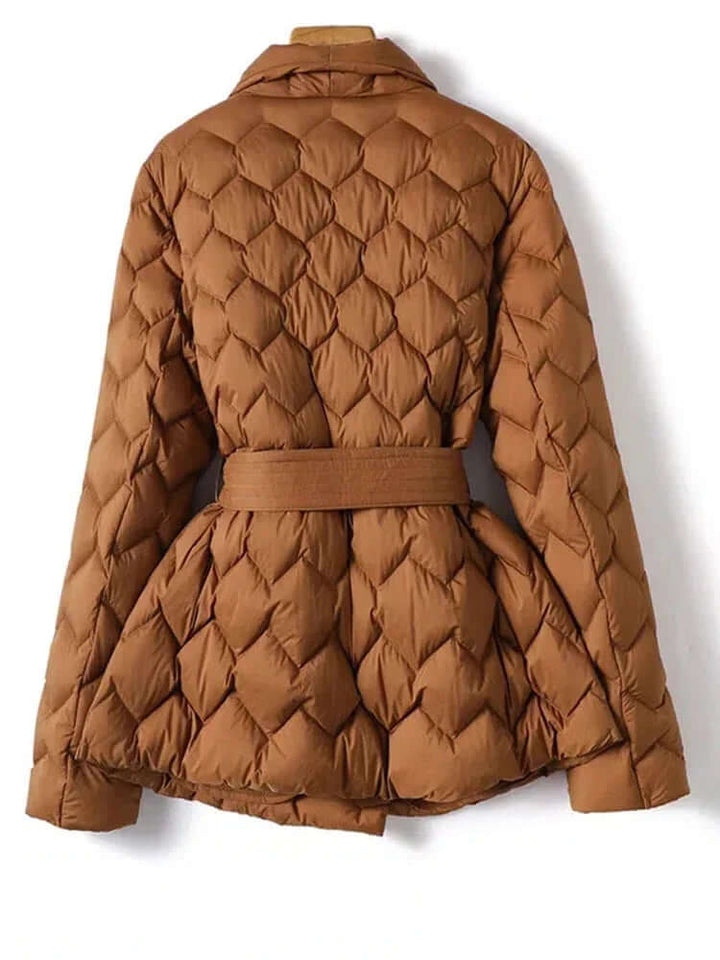 Women's Belted Mid-Length Puffer Jacket