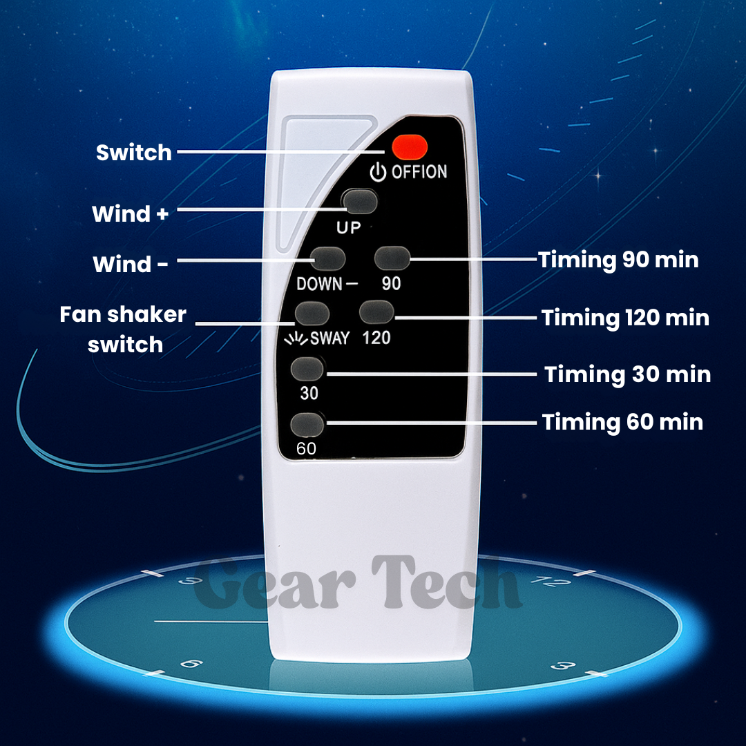"16 Inch bladeless fan with remote, elegant bladeless design, safe for homes with kids and pets, modern home decor"
