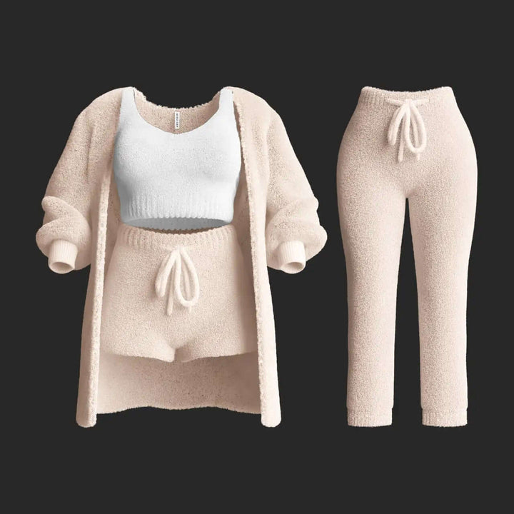 Women's 4-Piece Plush Knitted Lounge Set