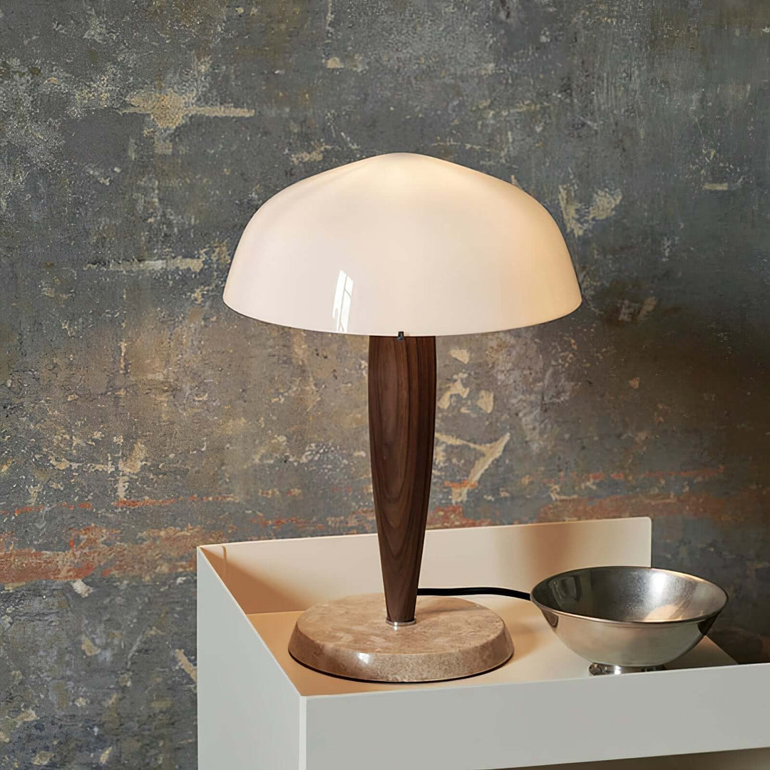 Elegant Glass & Wood Table Lamp