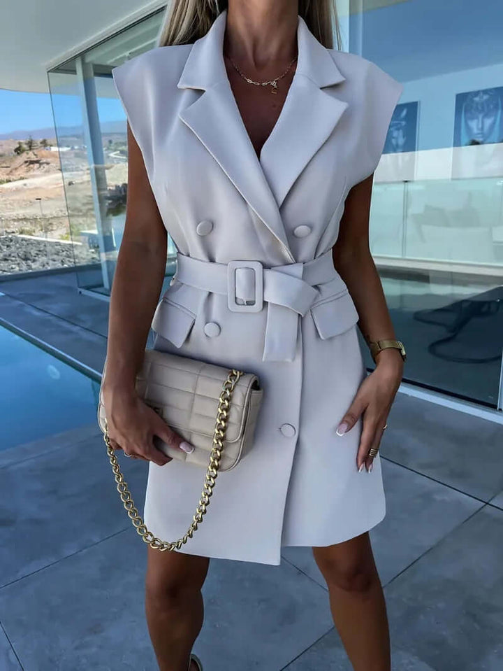 Short Sleeve Formal Buckle Dress