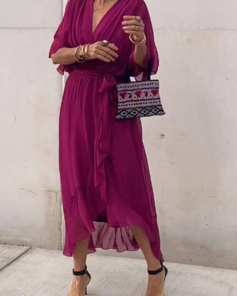 Flowy Crossed Midi Dress