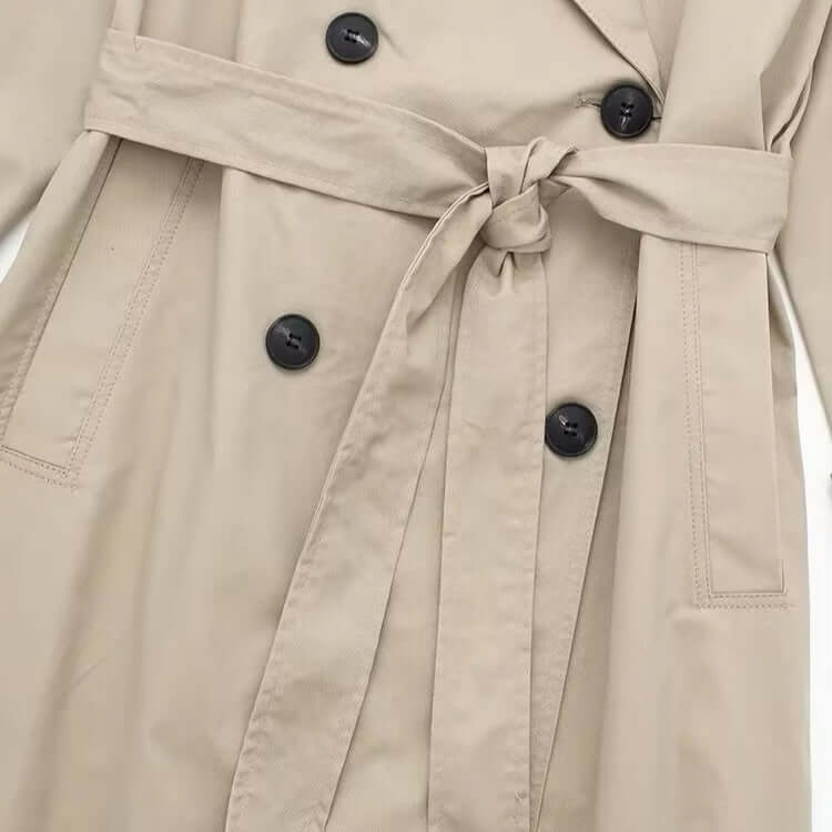 Elegant Double Breasted Belted Ladies Trench Coat