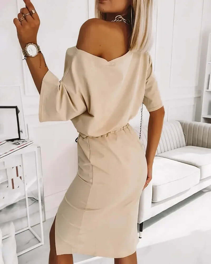 One-Shoulder Crop Top & High Split Skirt Set