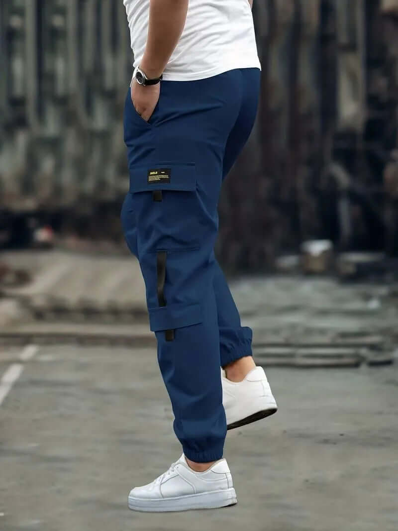 Men's Relaxed Fit Cargo Joggers with Drawstring