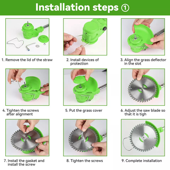 "24V cordless grass trimmer with adjustable head; lightweight, sleek design; ideal for trimming and edging in gardens."