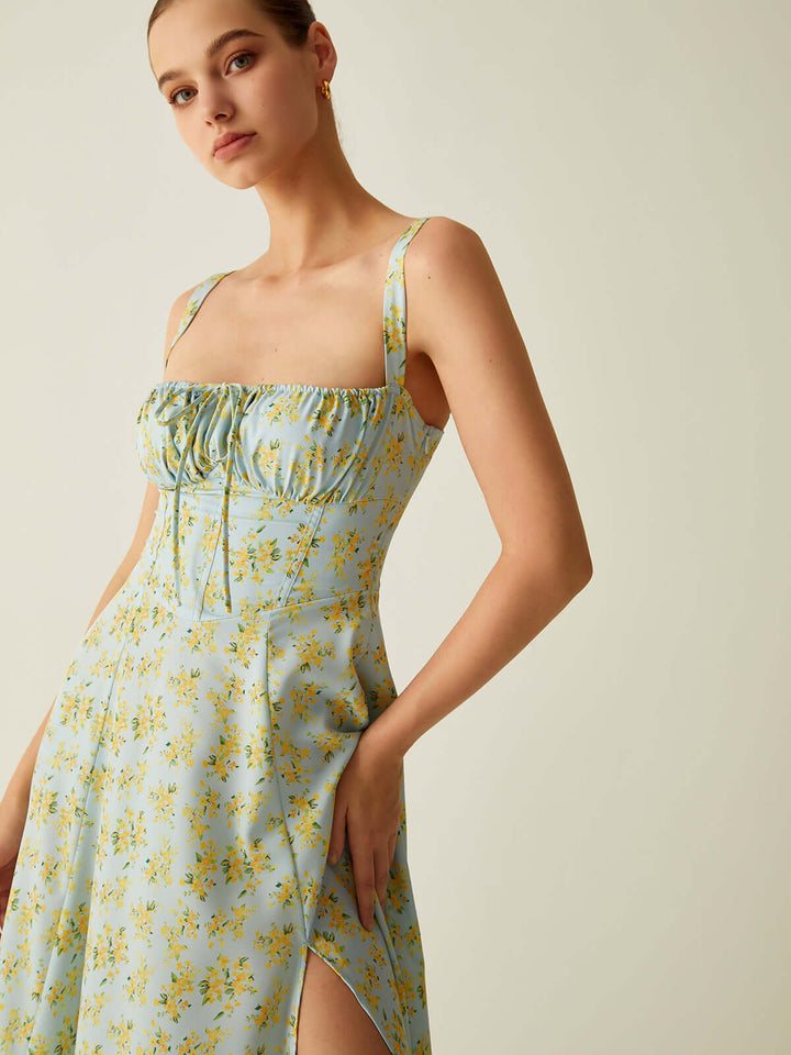 Floral Split Detail Midi Dress
