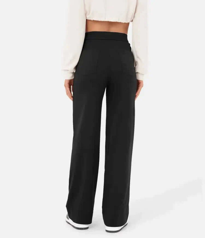 High-Waisted Straight Leg Trousers