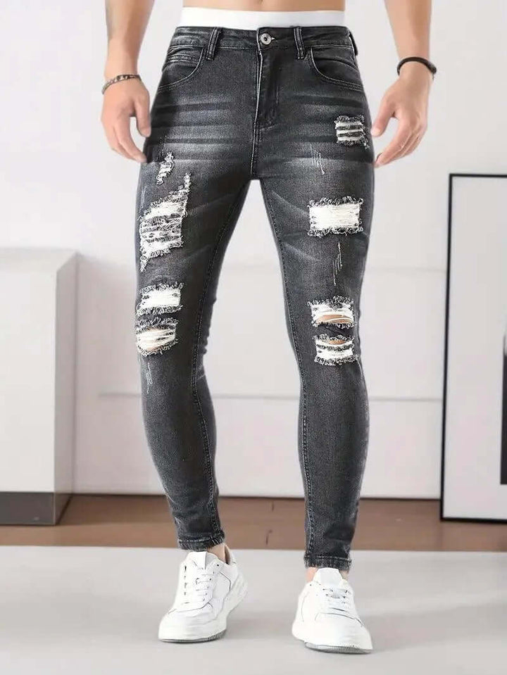Men's Slim Fit Stretch Ripped Jeans