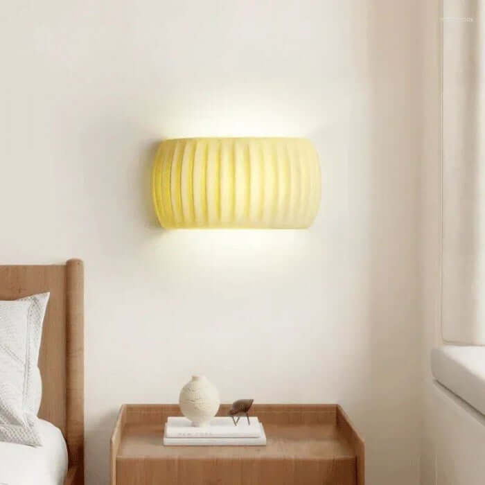 Ribbed Resin Wall Sconce - Art Deco Style