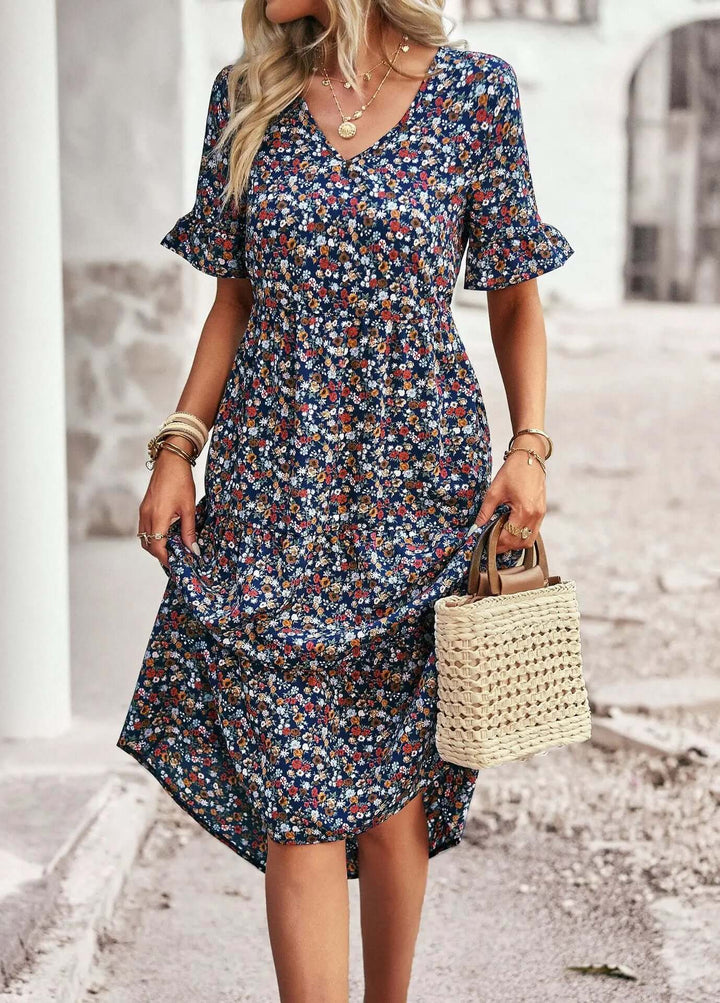 Floral Print V-Neck Dress
