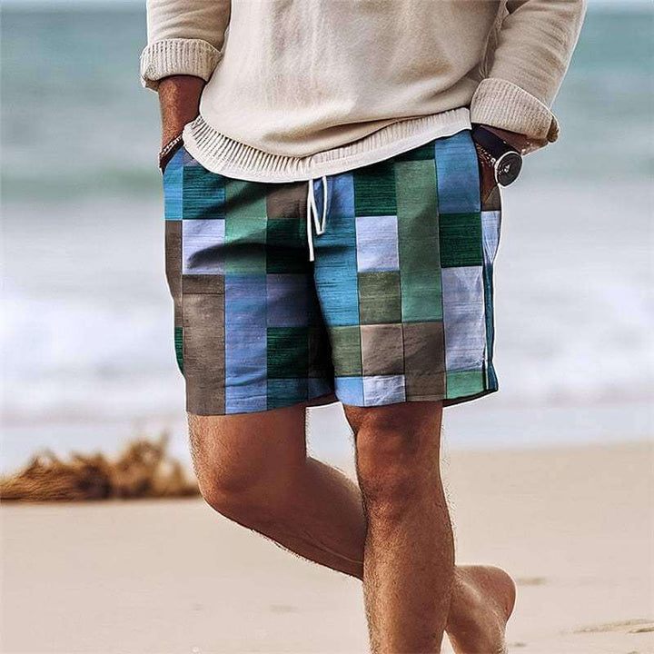 Men's Patchwork Knee-Length Shorts