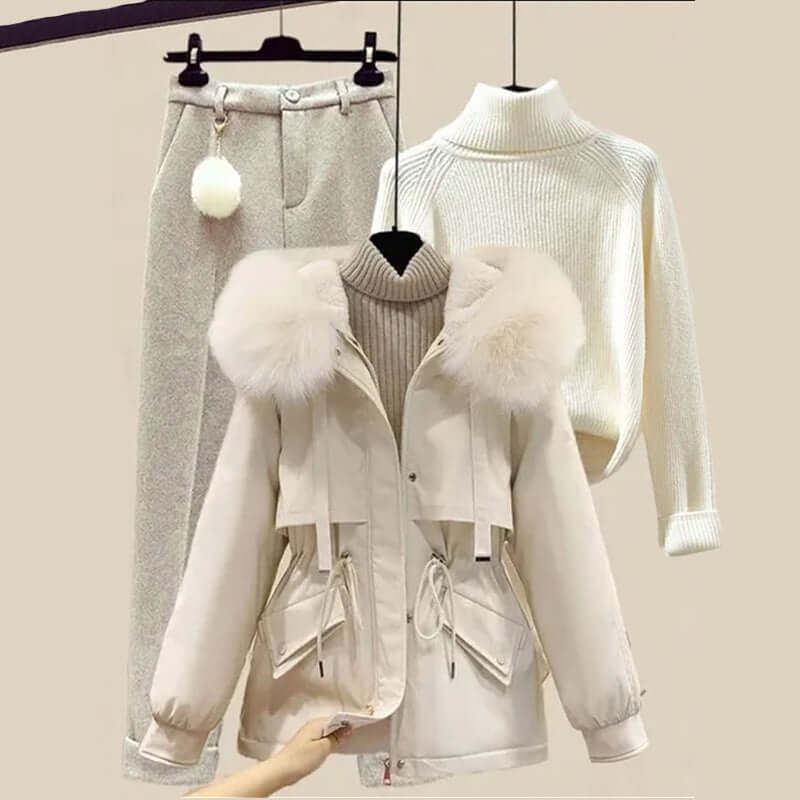 Women's 3-Piece Hooded Winter Parka Set