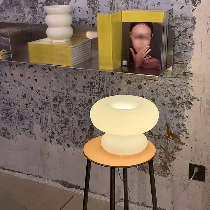 Modern Round Table Lamp with Metal Accent