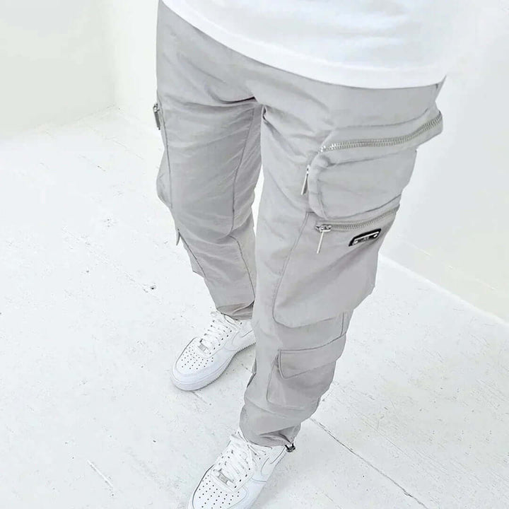Men's Tapered Cargo Trousers with Multiple Pockets