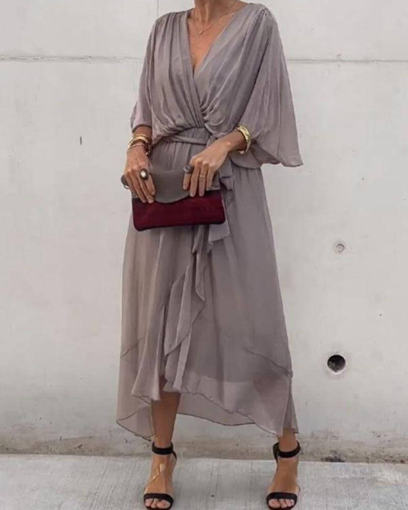 Flowy Crossed Midi Dress