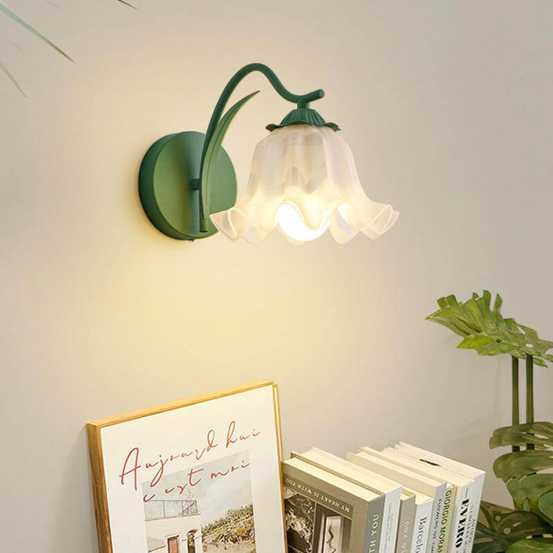 Retro Floral Metal Wall Lamp, Acrylic Shade, E27, Multiple Colors