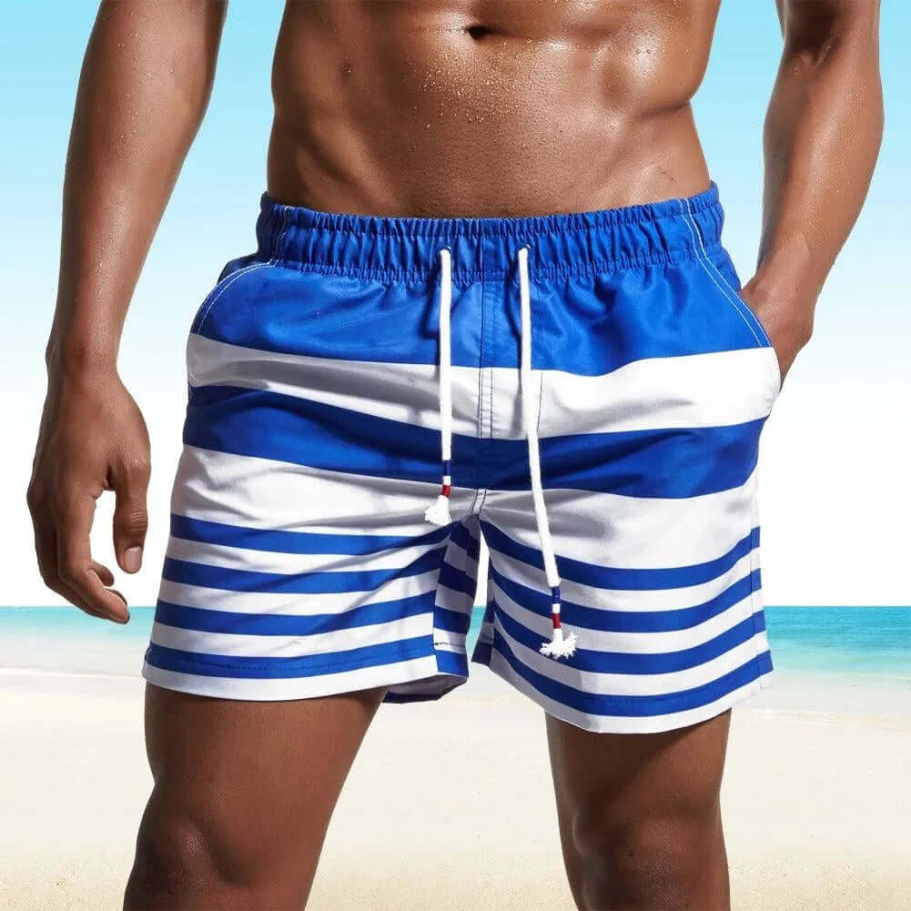 Men's Striped Quick-Dry Swim Shorts