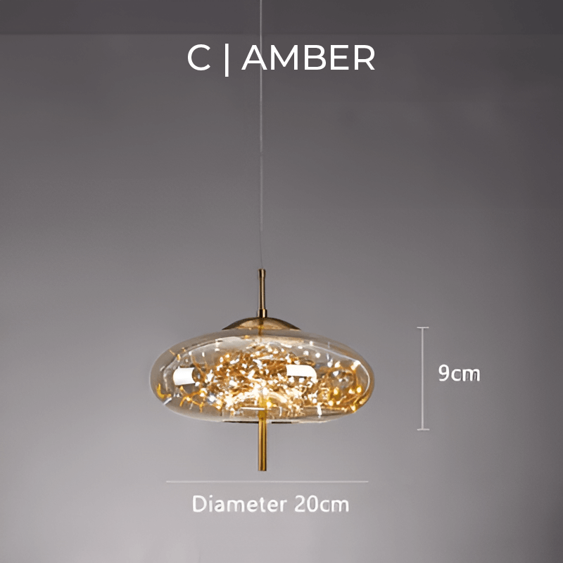 Brown Glass Pendant Light with Multiple Lights