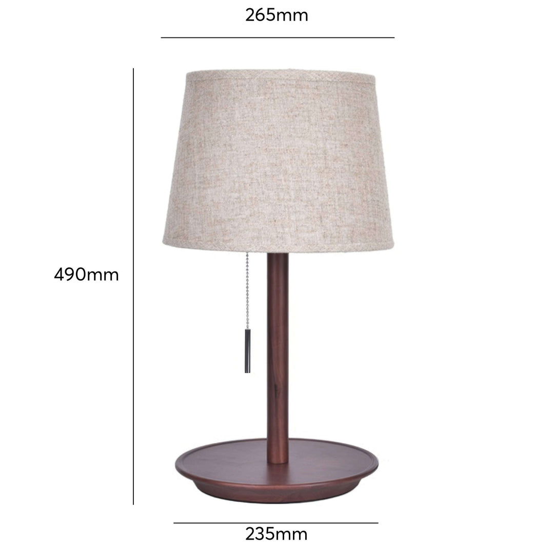 Nordic Walnut Wood Table Lamp with Fabric Shade