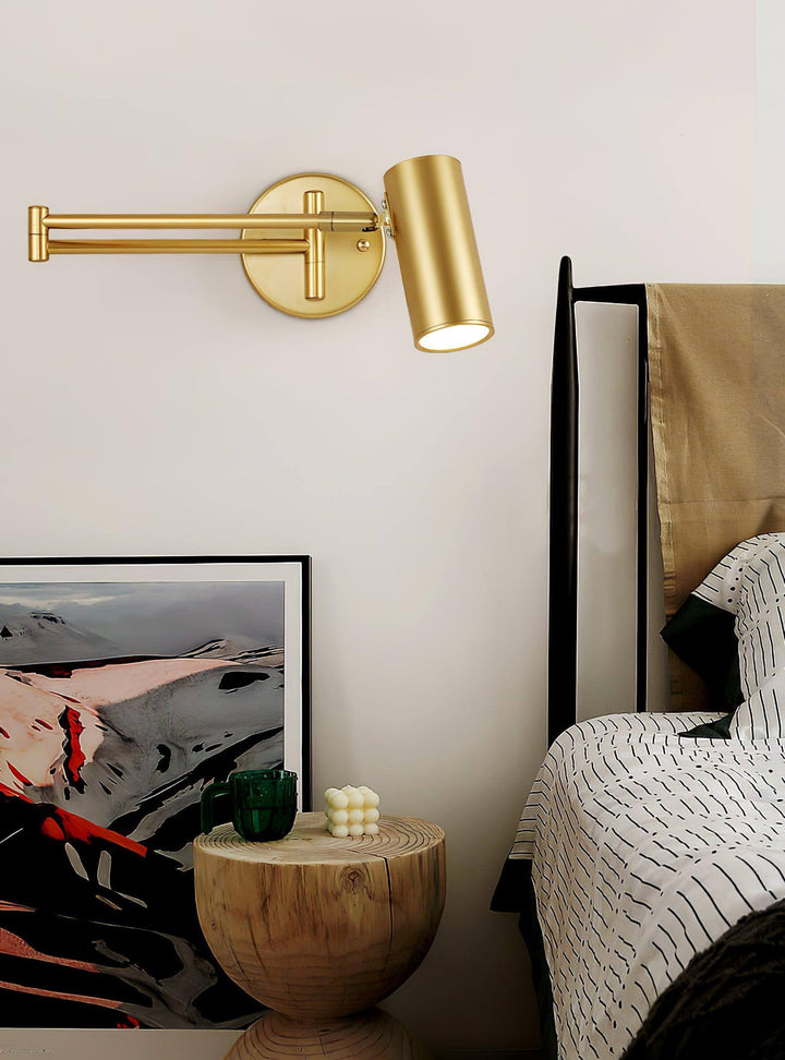 Adjustable Metal Swing Arm Wall Lamp with Integrated LED