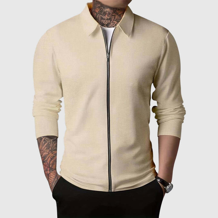 Men's Waffle Knit Zip-Up Jacket
