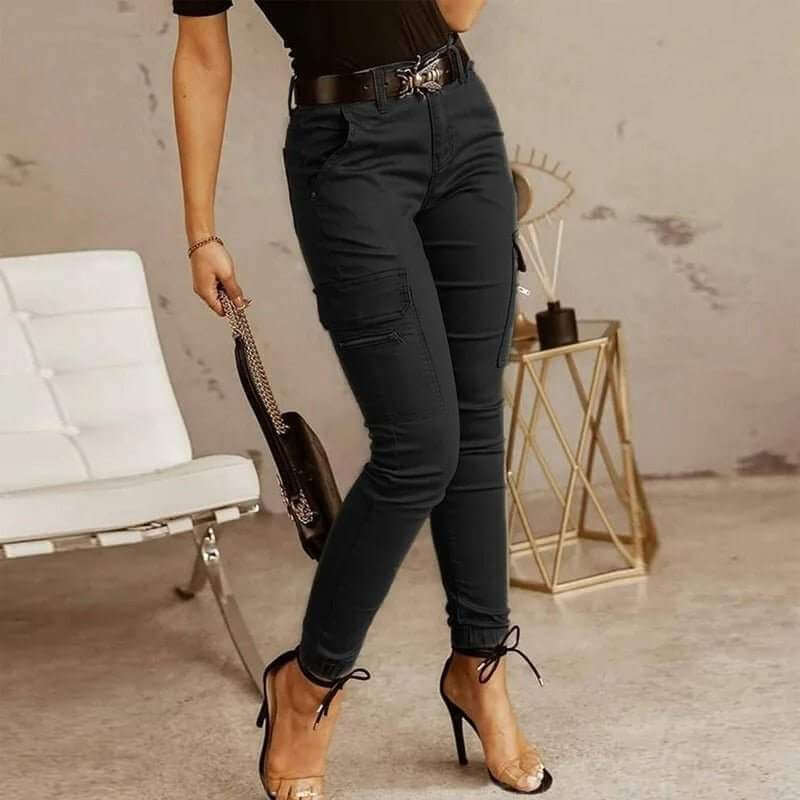 Slim Fit Cargo Trousers with Multiple Pockets