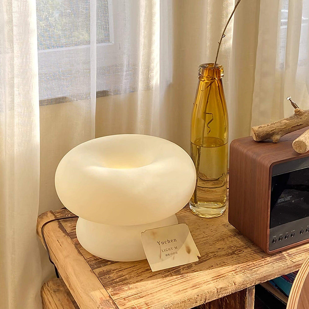 Modern Round Table Lamp with Metal Accent