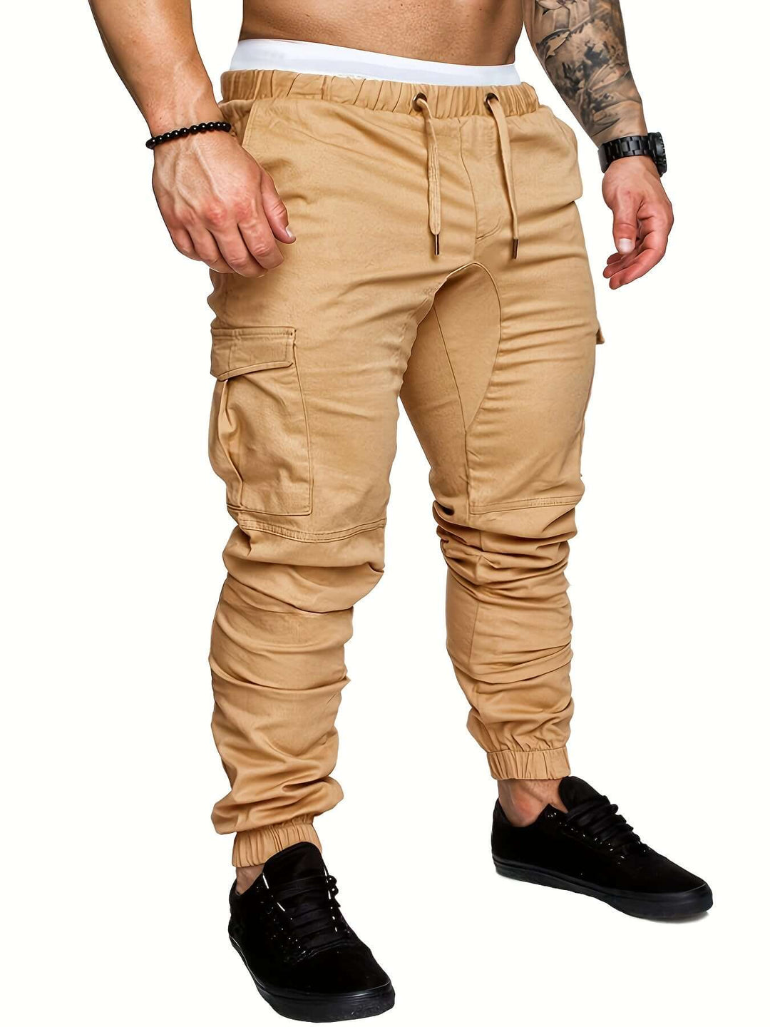 Men's Cargo Jogger Pants with Elastic Waist