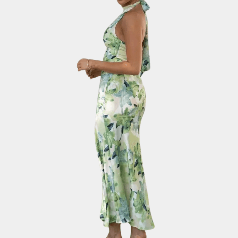 Floral Halter Neck Midi Dress