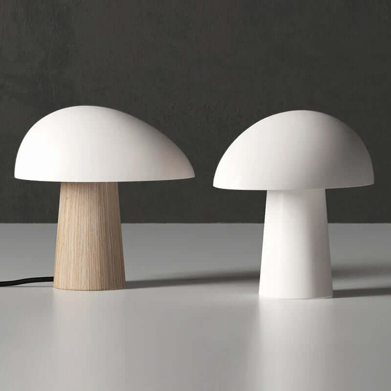Modern Wood Table Lamp with Mushroom Design