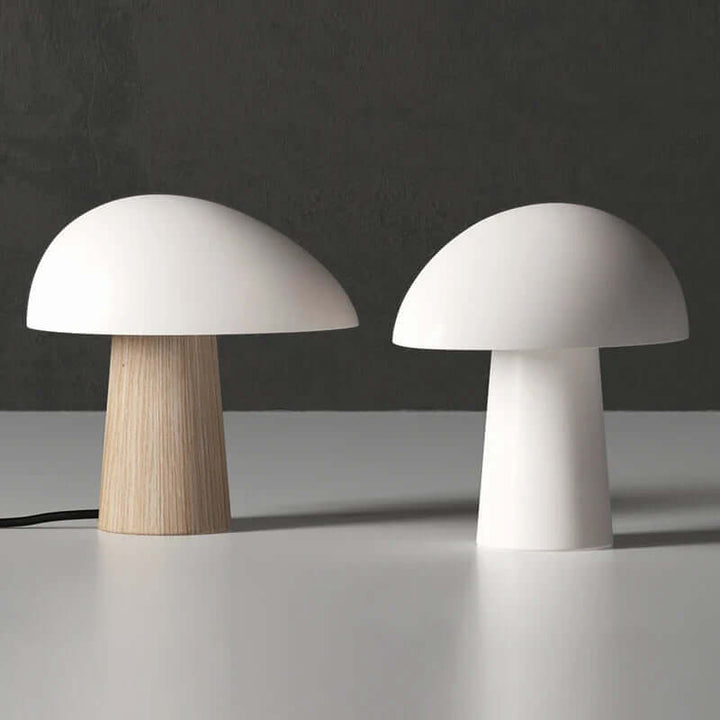 Modern Wood Table Lamp with Mushroom Design